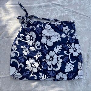 Floral Wrap Skirt in Blue and White